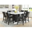 Bowery Hill Modern White Finish Marble Square Counter Height Table