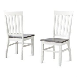 Bowery Hill Farmhouse Dining Side Chair in Ivory and Driftwood