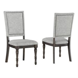 Bowery Hill Traditional Sagebrush Upholstered Back Dining Chair in Gray