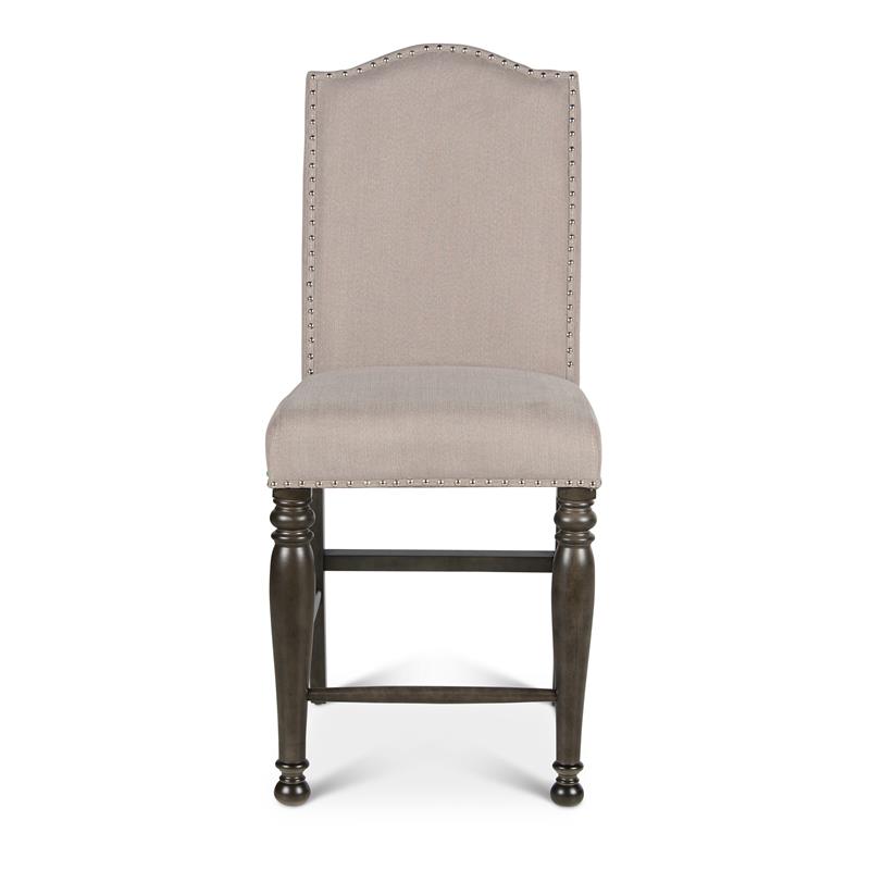 Bowery Hill Retro Harbor Gray Counter Chair with Light Stone colored fabric