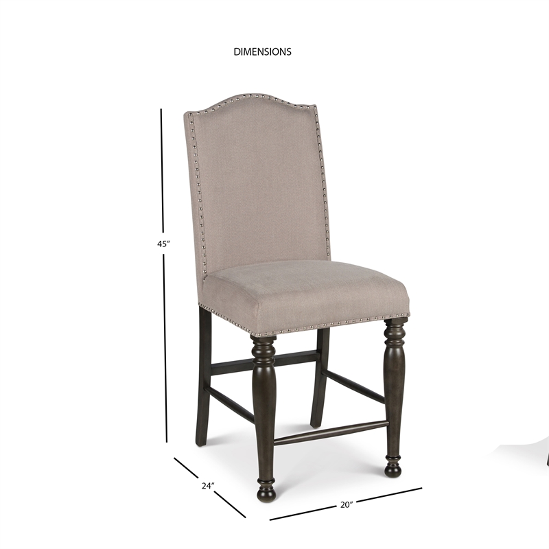 Bowery Hill Retro Harbor Gray Counter Chair with Light Stone colored fabric