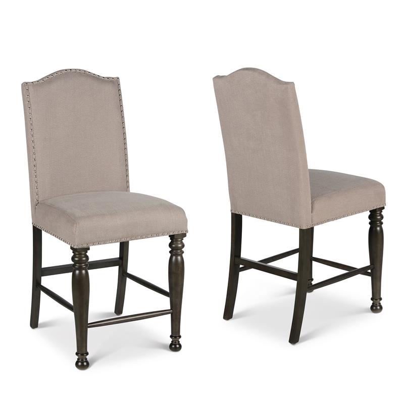 Bowery Hill Retro Harbor Gray Counter Chair with Light Stone colored fabric