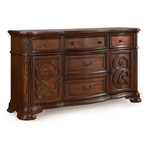 Bowery Hill Royale Warm Pecan Brown Buffet of Poplar wood and oak veneers
