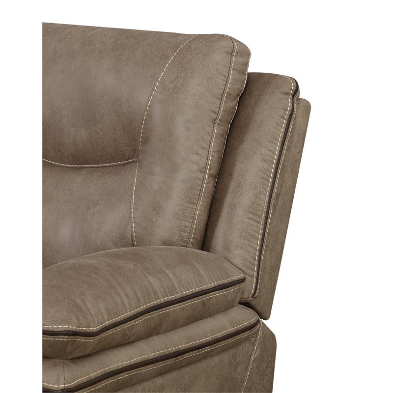 Bowery Hill Transitional Sandy Beige Vinyl Console Recliner Loveseat