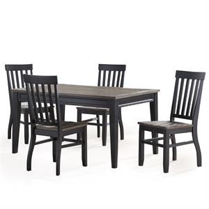 Bowery Hill Farmhouse Noir Two-Tone Ebony and Driftwood 5-Piece Dining Set