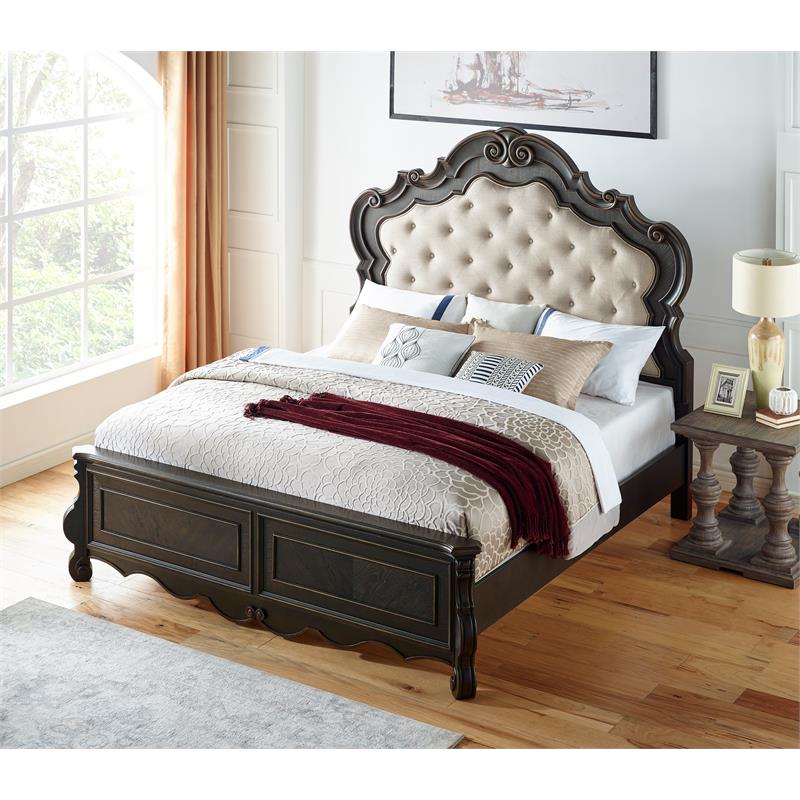 Bowery Hill Traditional Multi-step Molasses King Wood Panel Bed