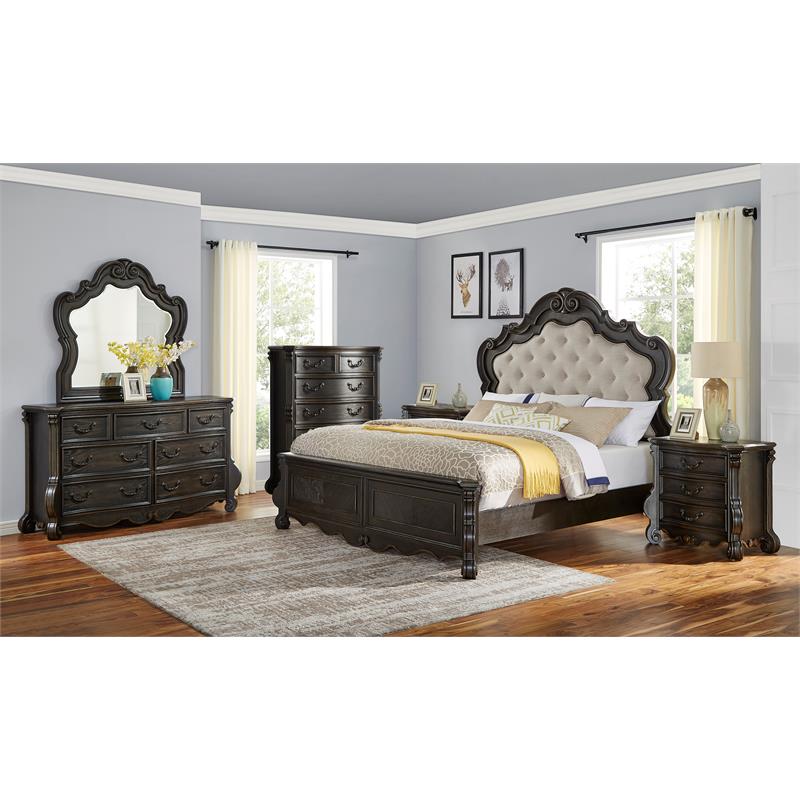 Bowery Hill Traditional Multi-step Molasses King Wood Panel Bed