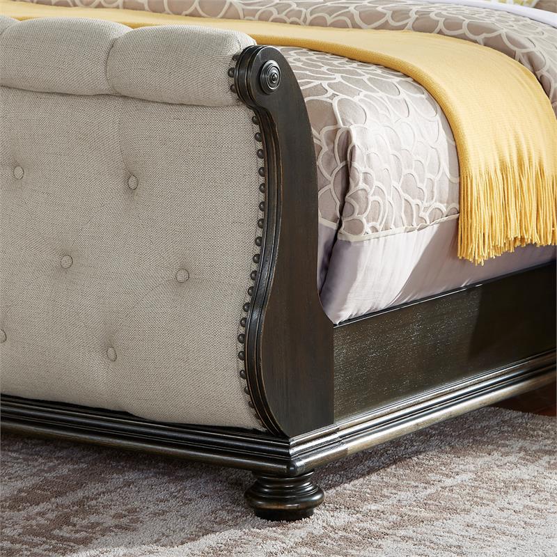 Bowery Hill Traditional Multi-step Molasses Queen Wood Sleigh Bed