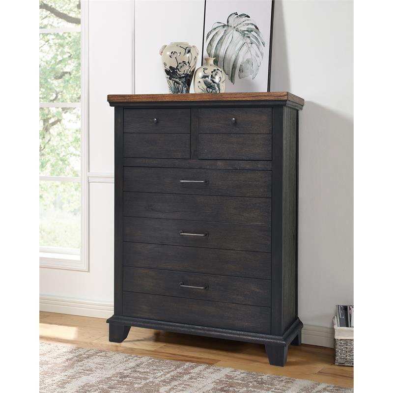 Bowery Hill Farmhouse Chocolate and Honey Brown Queen 6-Piece Bedroom Set