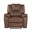 Bowery Hill Faux Leather Chestnut Brown Manual Recliner Rectangular Raised Headrest 39