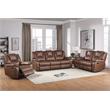 Bowery Hill Faux Leather Chestnut Brown Manual Recliner Rectangular Raised Headrest 39