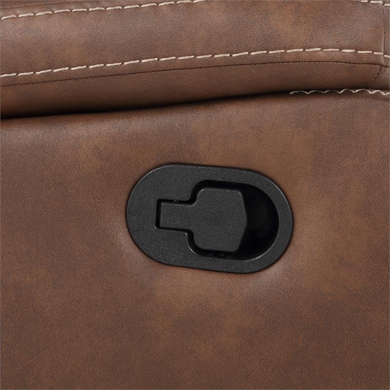 Bowery Hill Transitional Brown Faux Leather Manual Reclining Loveseat