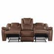 Bowery Hill Transitional Brown Faux Leather Reclining 3-Piece Living Room Set