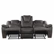 Bowery Hill Transitional Charcoal Faux Leather Manual Reclining Sofa