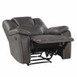Bowery Hill Faux Leather Charcoal Reclining Sofa Set Manual Motion