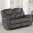 Bowery Hill Faux Leather Charcoal Reclining Sofa Set Manual Motion