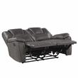 Bowery Hill Faux Leather Charcoal Reclining Sofa Set Manual Motion