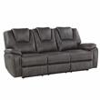 Bowery Hill Faux Leather Charcoal Reclining Sofa Set Manual Motion