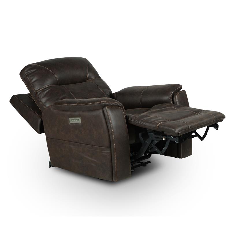 Bowery Hill Transitional Brown Faux Leather Power Media Recliner