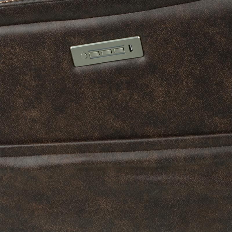 Bowery Hill Transitional Brown Faux Leather Power Media Recliner