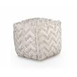 Bowery Hill Transitional Square Zigzag Handwoven Ivory Wool Pouf