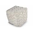 Bowery Hill Transitional Square Zigzag Handwoven Ivory Wool Pouf
