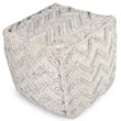 Bowery Hill Transitional Square Zigzag Handwoven Ivory Wool Pouf