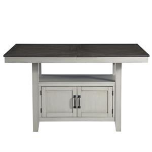 Bowery Hill Transitional Stone Gray and Charcoal Wood Counter Table