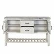 Bowery Hill Modern / Contemporary Weathered White Wood and Marble Top Server
