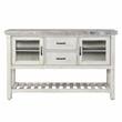 Bowery Hill Modern / Contemporary Weathered White Wood and Marble Top Server