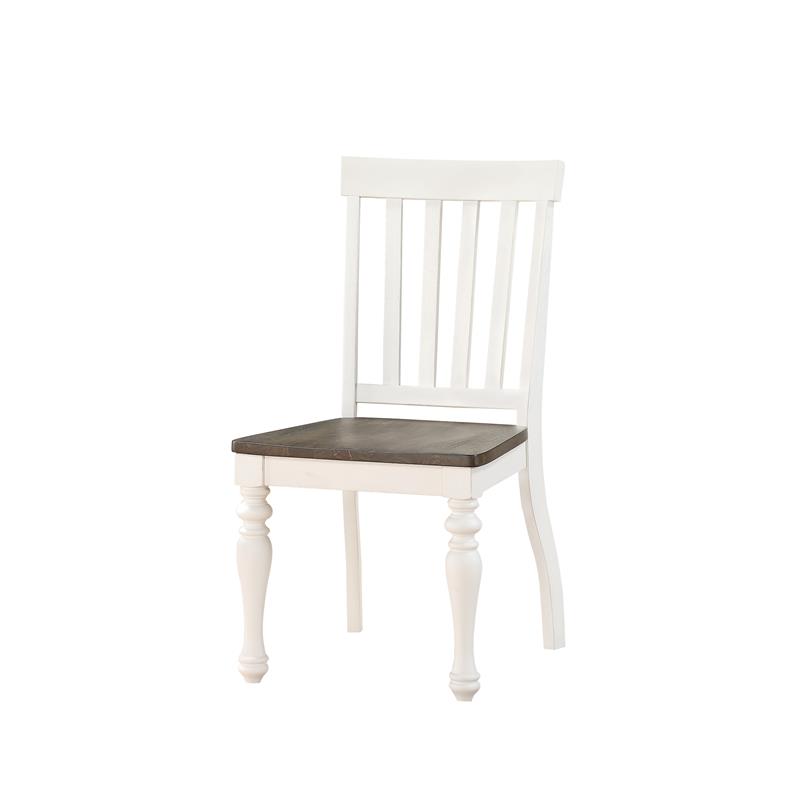 Bowery Hill Farmhouse / Country Two-tone Ivory and Dark Oak Side Chair