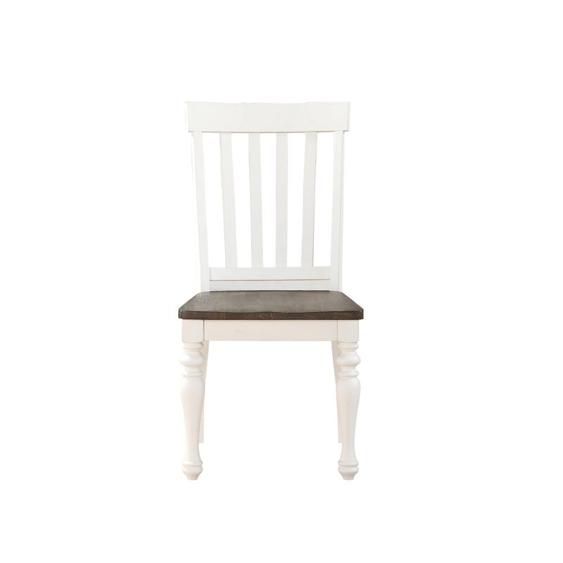 Bowery Hill Farmhouse / Country Two-tone Ivory and Dark Oak Side Chair