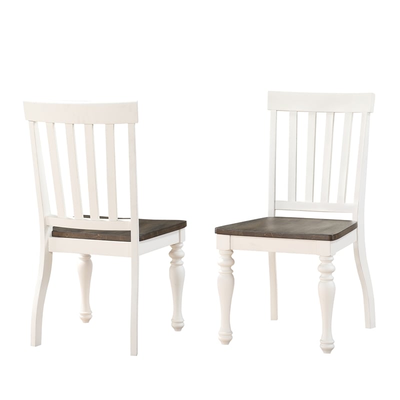 Bowery Hill Farmhouse / Country Two-tone Ivory and Dark Oak Side Chair