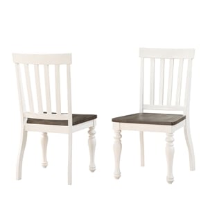 Bowery Hill Farmhouse / Country Two-tone Ivory and Dark Oak Side Chair