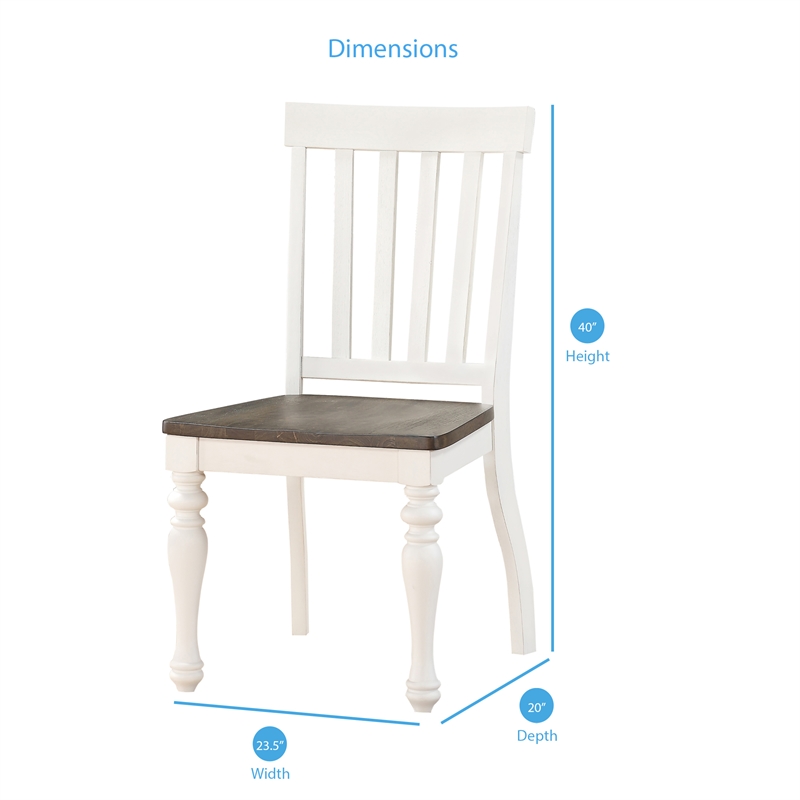 Bowery Hill Farmhouse / Country Two-tone Ivory and Dark Oak Side Chair