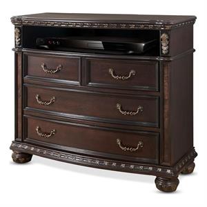 Bowery Hill Wood Rich Cocoa Media Chest Rectangular Wire Management 39&quotH x 46.5&quotW x 18.5&quotD