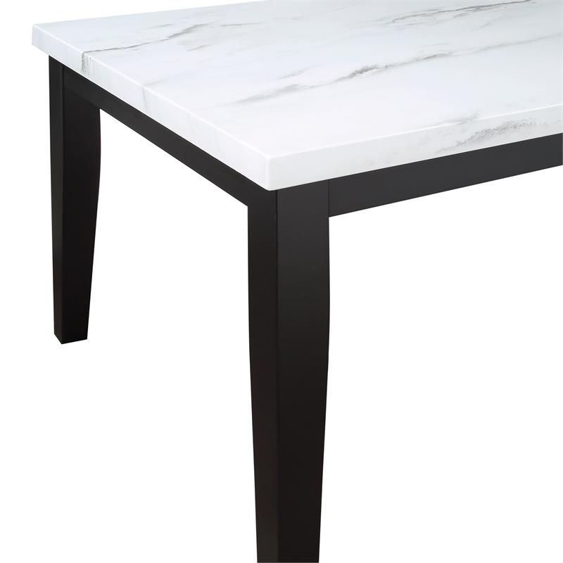 Bowery Hill Sterling White Faux Marble and Deep Cherry Finish Dining Table