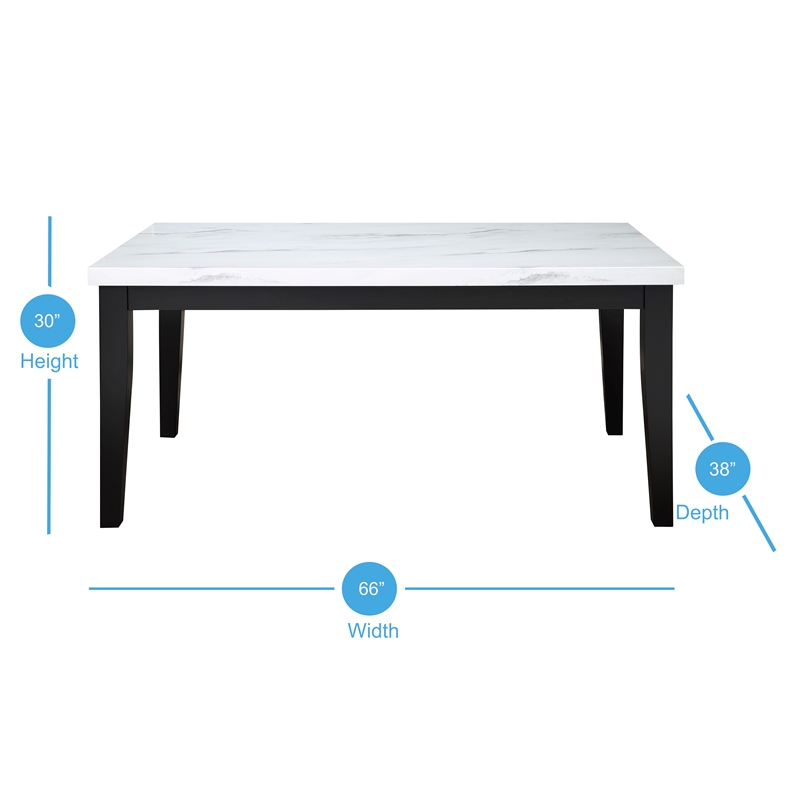 Bowery Hill Sterling White Faux Marble and Deep Cherry Finish Dining Table