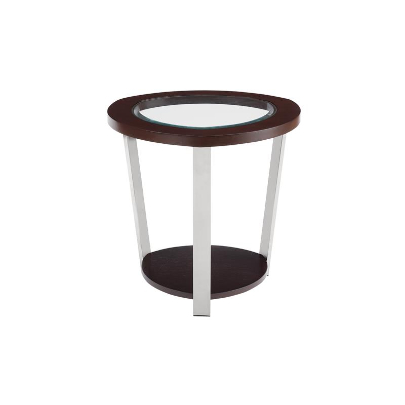 Bowery Hill Contemporary Espresso Finished Wood and Metal End Table
