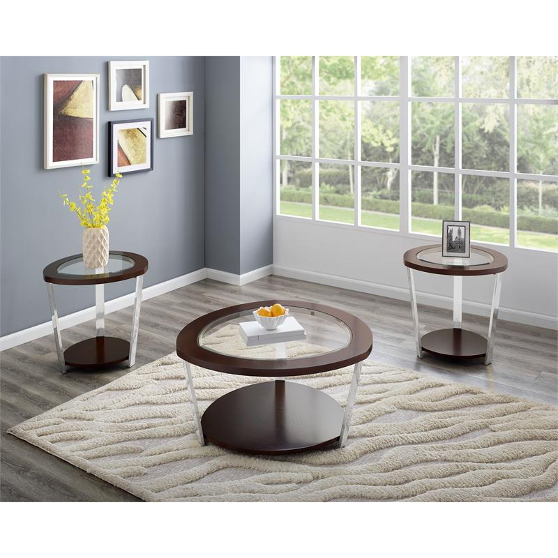 Bowery Hill Contemporary Espresso Finished Wood and Metal End Table
