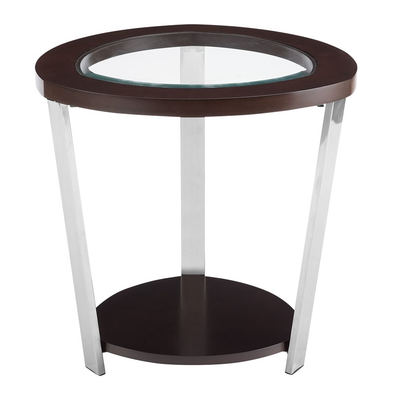 Bowery Hill Contemporary Espresso Finished Wood and Metal End Table