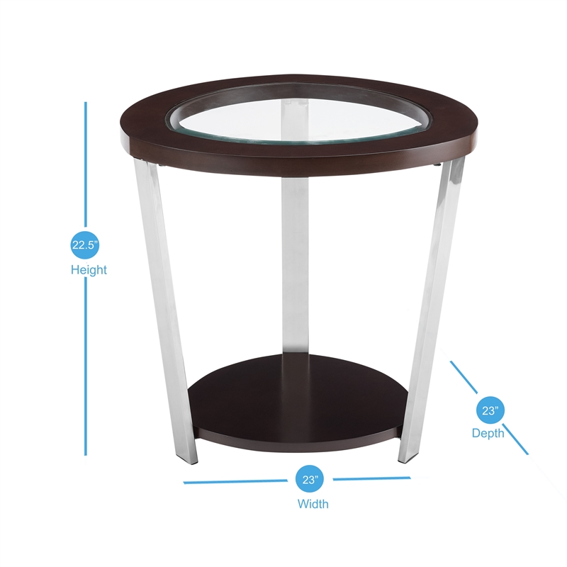 Bowery Hill Contemporary Espresso Finished Wood and Metal End Table