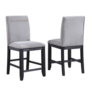 Bowery Hill Modern Rubbed Charcoal and Light Gray Fabric Counter Chair