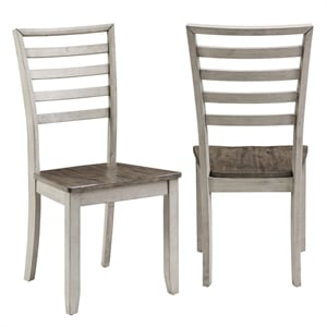 Bowery Hill Farmhouse / Country Two-tone Smokey Alabaster and Brown Side Chair