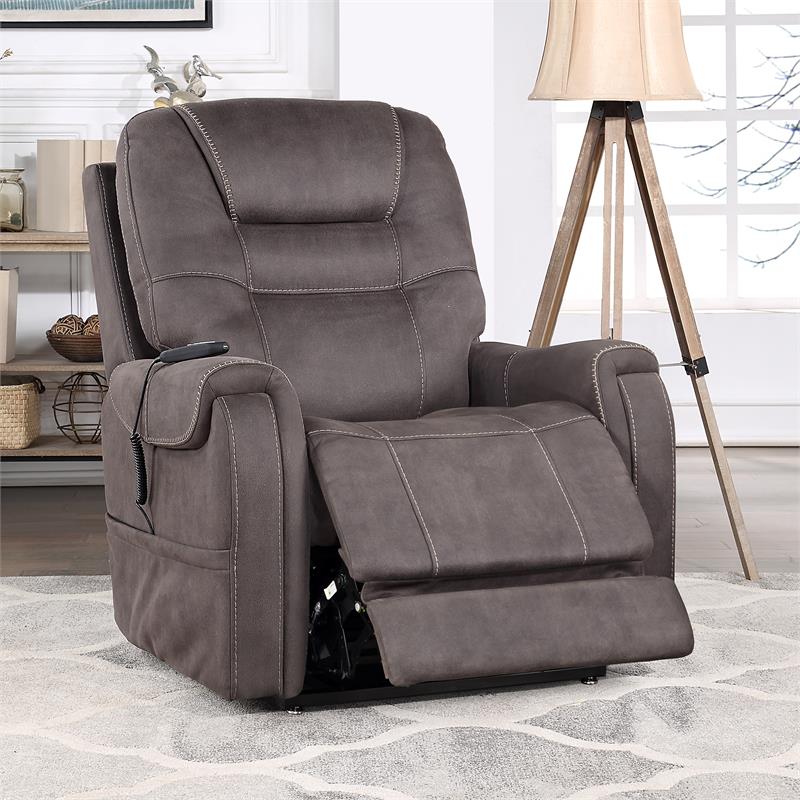 Bowery Hill Transitional Stone Microfiber Power Lift Chair with Heat