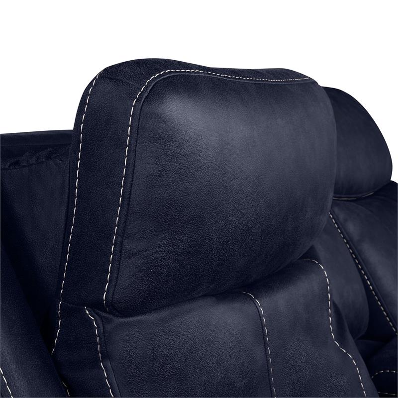 Bowery Hill Ocean Blue Faux Leather Dual Power Reclining Console Loveseat