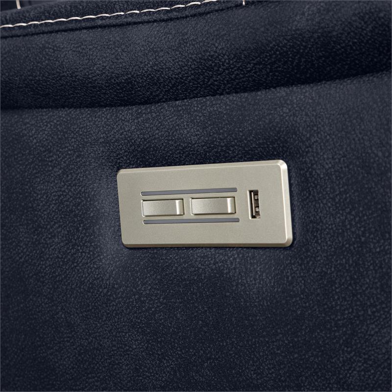 Bowery Hill Ocean Blue Faux Leather Dual Power Reclining Console Loveseat