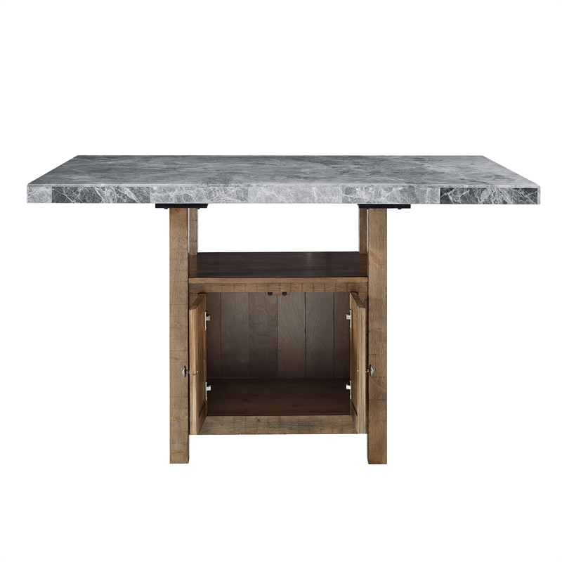 Bowery Hill Transitional Marble Counter Table in Gray Finish