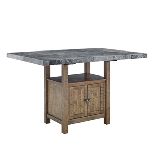 Bowery Hill Transitional Marble Counter Table in Gray Finish