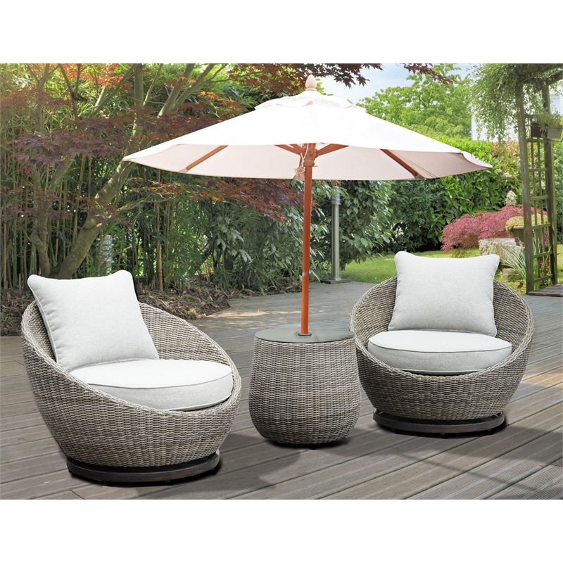 Bowery Hill Coastal Driftwood Gray Finish Wicker Patio 3-Pack